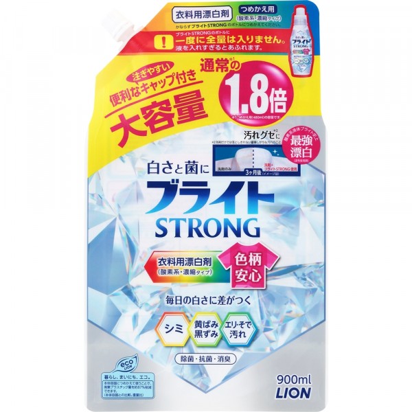 Deguonies baliklis Liquid Oxygen Bleach su antibakteriniu poveikiu LION "Bright STRONG" refill 900ml